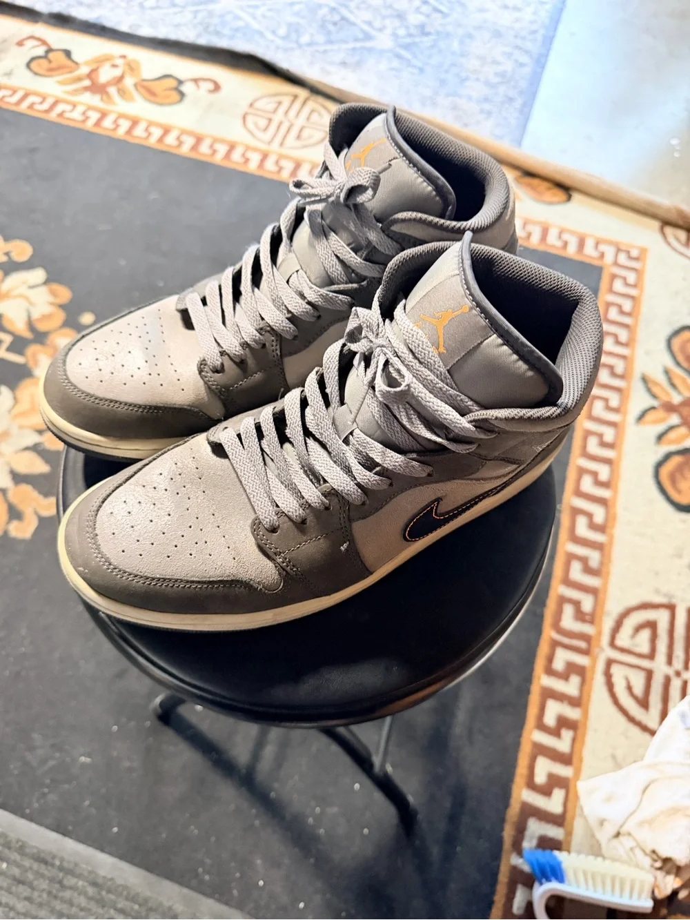 Jordan Men’s High-Top Sneakers in Gray with Orange Jumpman